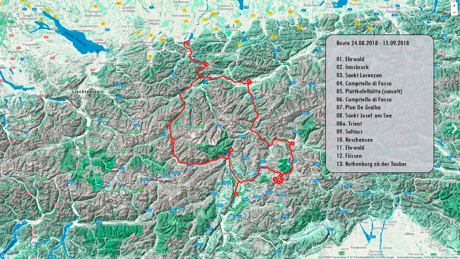 Wohnmobil Route Südtirol September 2018