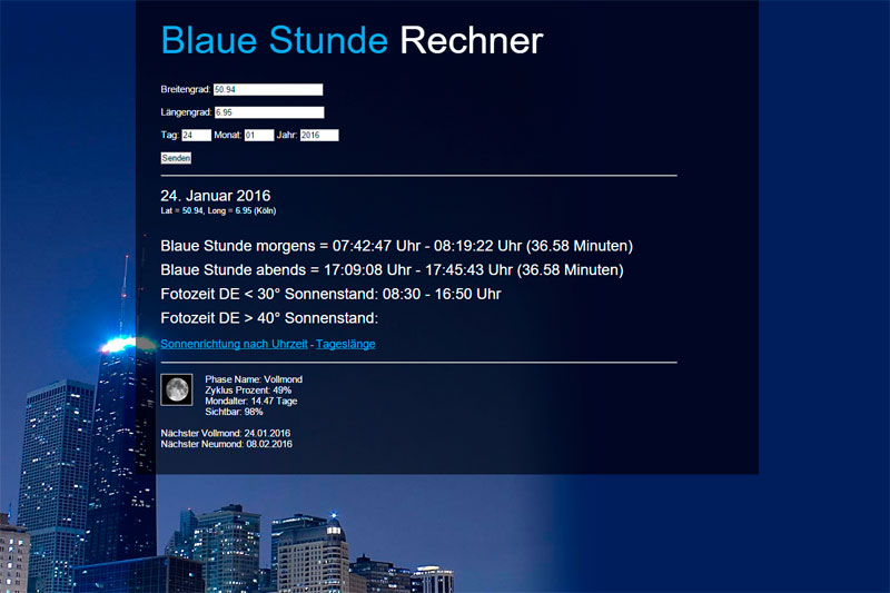 Blaue Stunde Rechner